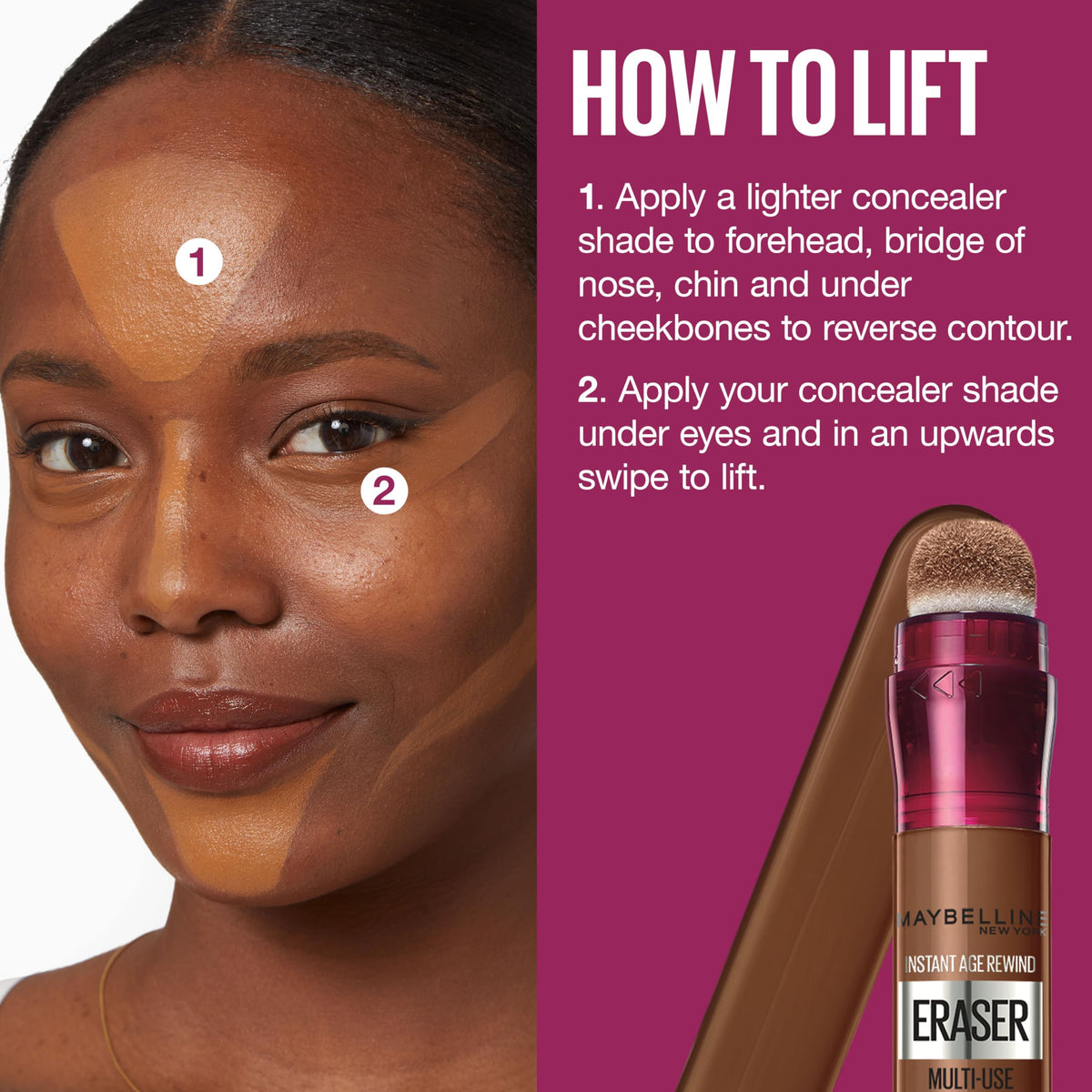 Maybelline Instant Age Rewind Eraser Dark Circles Treatment Multi-Use Concealer, 100, 1 Count (Packaging May Vary)